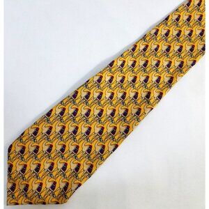 Cervino Mens Yellow Camel Pattern Silk Necktie 59" X 3.75" Made In Italy